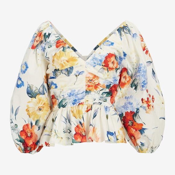 Brand New Women Floral V-neck Cotton Top XS - Picture 2 of 8